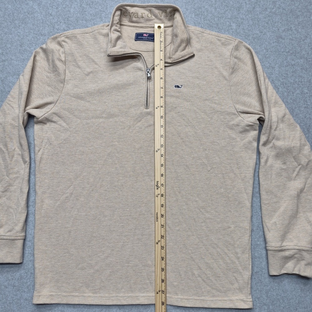 Vineyard Vines Sweatshirt Mens L Tan Beige 1/4 Zip Pullover  Textured - Picture 8 of 16